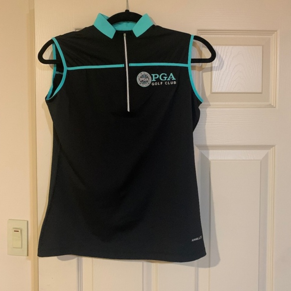 Annika Cutter & Buck Black/Green Sleeveless Golf Top sz S/P
